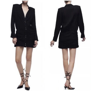 New Zara Black Leopard Jacquard Mini Dress Sz S